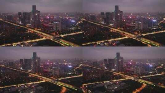 西安高新区锦业路夜景高清在线视频素材下载