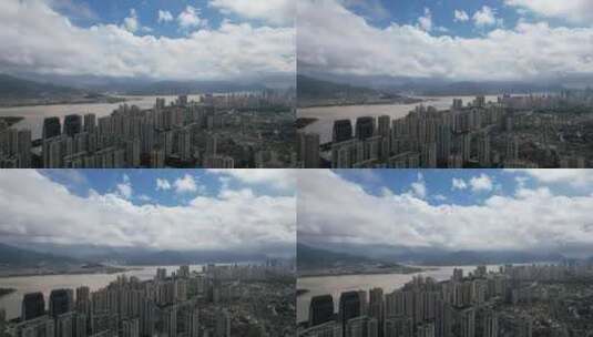 浙江温州城市建设高楼大厦城市大景航拍高清在线视频素材下载