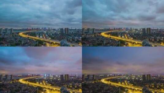 武汉鹦鹉洲长江大桥日落延时高清在线视频素材下载