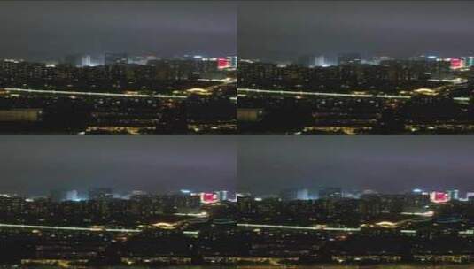 淮安城市夜景灯光竖屏航拍高清在线视频素材下载