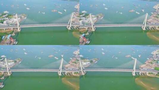 海南省儋州洋浦大桥自贸港桥梁工程航拍高清在线视频素材下载