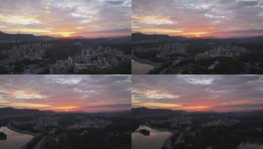 惠州惠城区傍晚夕阳航拍高清在线视频素材下载