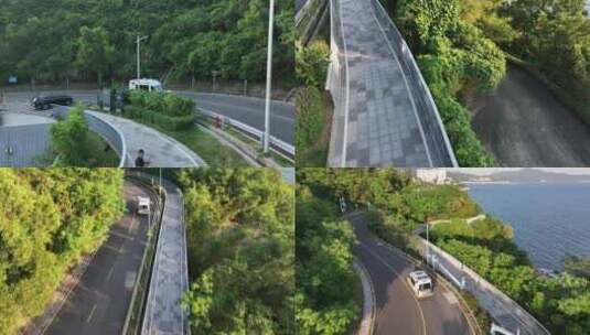 深圳大鹏湾沿海公路房车跟拍高清在线视频素材下载