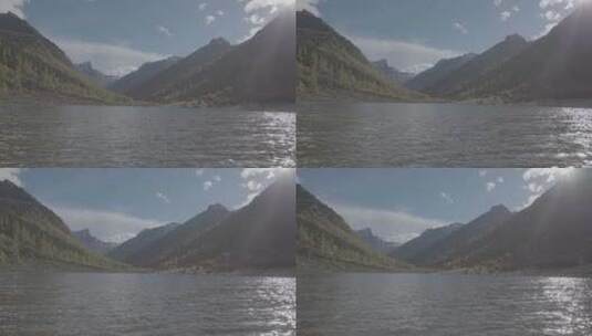 高山的湖和雪山高清在线视频素材下载