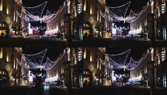 街道上挂满了圣诞彩灯高清在线视频素材下载