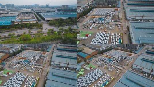广西柳州通用五菱主机厂内部批量停放车辆高清在线视频素材下载