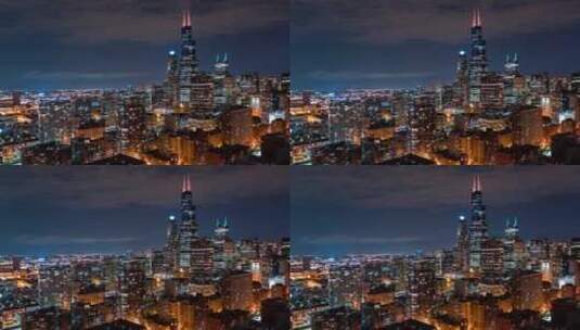  夜间的城市建筑高清在线视频素材下载