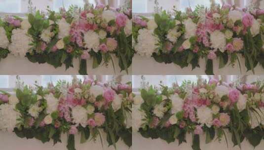 婚宴会场的鲜花装饰高清在线视频素材下载