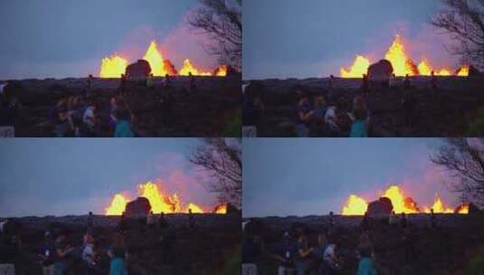 基拉韦厄火山在夜间喷发高清在线视频素材下载