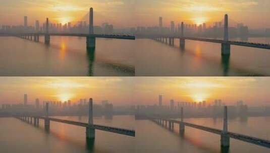 湖南长沙银盆岭大桥航拍高清在线视频素材下载
