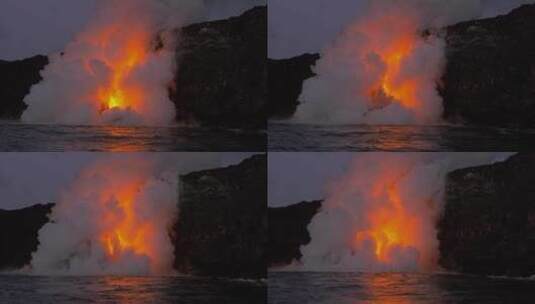 熔岩流入海洋高清在线视频素材下载