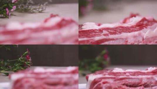 【镜头合集】新鲜牛腩肉牛肋条牛五花牛肉高清在线视频素材下载