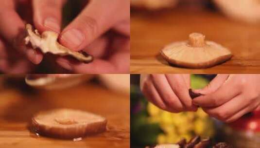 【镜头合集】食材香菇肉质一朵香菇高清在线视频素材下载