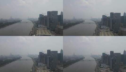 阴霾天气的广州珠江高清在线视频素材下载