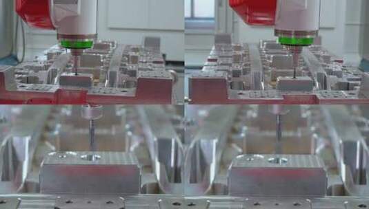 模具工厂视频CNC数控机床模具铣孔钻孔特写高清在线视频素材下载