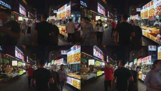 广西南宁中山路美食街夜市烧烤摊夜生活街景高清在线视频素材下载