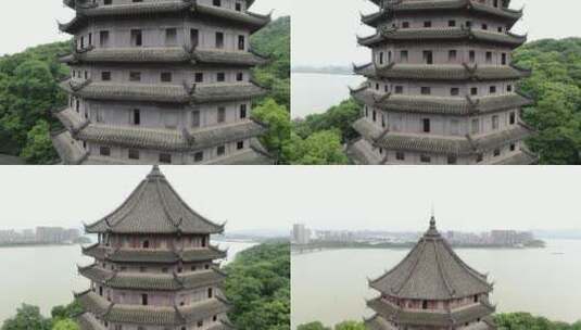 航拍杭州六和塔高清在线视频素材下载