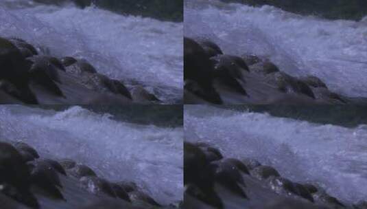 旅游景区 都江堰鱼嘴分水堤卵石浪花 中景高清在线视频素材下载