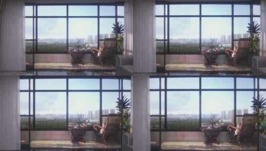 建筑动画  窗外镜头 阳台 观景阳台动画高清在线视频素材下载