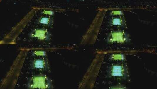 足球场夜景4K航拍高清在线视频素材下载