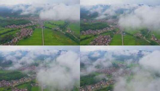 乡村振兴建设穿越云雾 大自然风光航拍高清在线视频素材下载