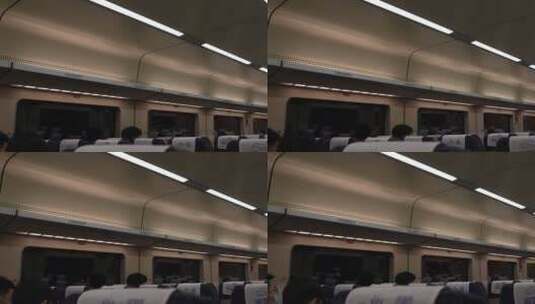 高铁运行时的列车车厢高清在线视频素材下载