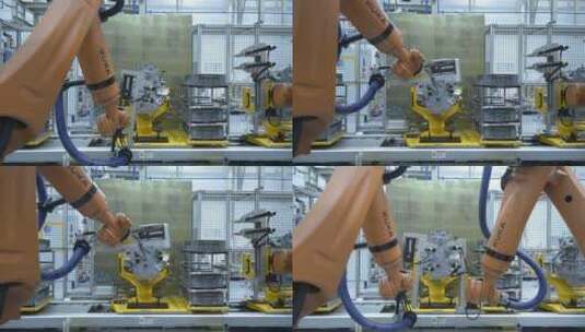 KUKA机械臂汽车制造流水线高清在线视频素材下载