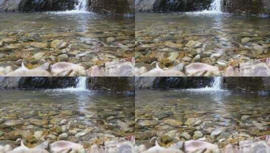 小瀑布清澈溪水石头慢动作1高清在线视频素材下载