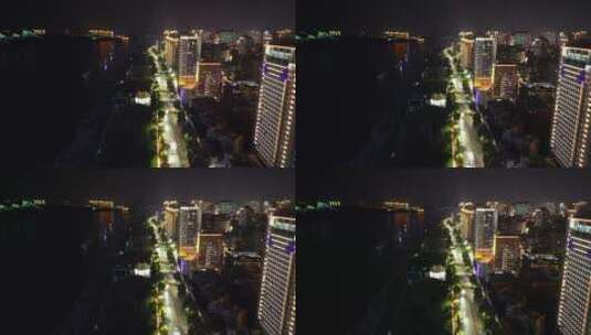 航拍湖北宜昌夜景灯光高清在线视频素材下载