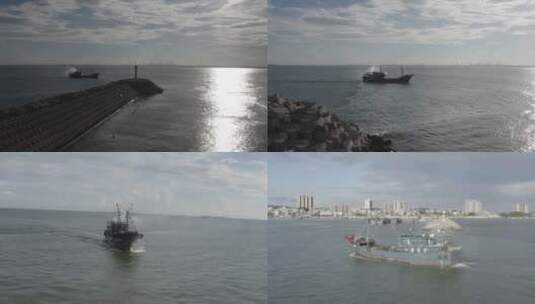 海上捕渔船高清在线视频素材下载