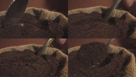 咖啡粉 咖啡豆磨粉高清在线视频素材下载