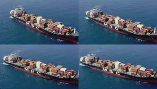 海上装满集装箱的货轮高清在线视频素材下载