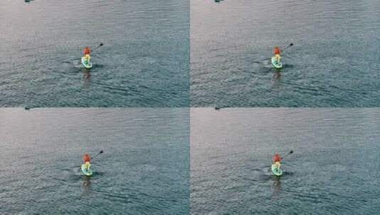 4K湘江上的桨板运动爱好者高清在线视频素材下载