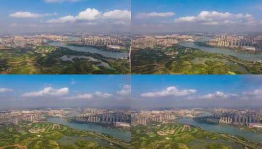 广西南宁青秀区邕江三岸大桥城市航拍高清在线视频素材下载