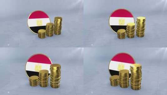 埃及国旗与普通金币塔高清在线视频素材下载