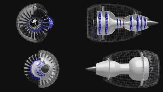 飞机引擎动态剖面图高清在线视频素材下载