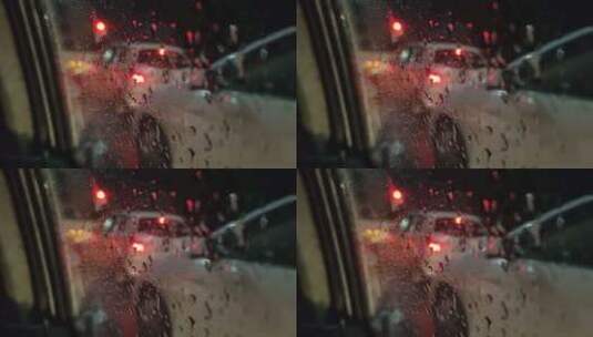 夜景车外车窗上的雨滴高清在线视频素材下载