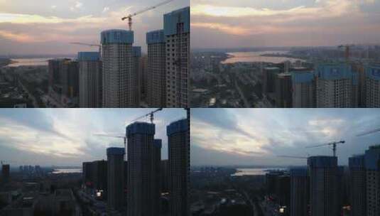 武汉光谷关山大道航拍城市建筑楼房白天晚上高清在线视频素材下载