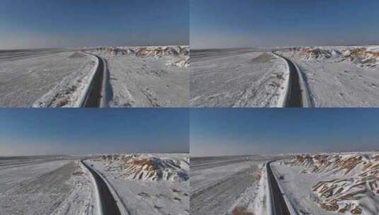 冬季新疆公路航拍高清在线视频素材下载