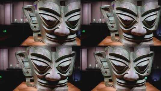 商代青铜大面具，四川省文物考古研究院藏高清在线视频素材下载
