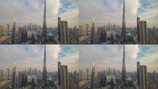 迪拜哈利法塔的景色。迪拜全景。迪拜购物中高清在线视频素材下载