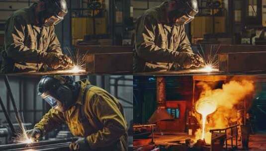 电焊 炼钢工厂 工人高清在线视频素材下载