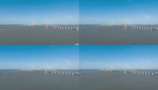 实拍延时航拍苏通长江公路大桥高清在线视频素材下载