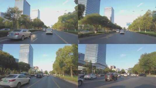 城市堵车开车第一视角高清在线视频素材下载