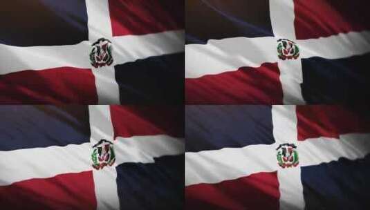 多米尼加共和国国旗挥舞-4K高清在线视频素材下载