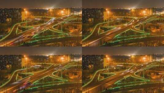 北京玉蜓夜晚车流道路延时高清在线视频素材下载