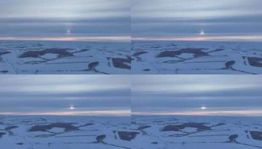 延时航拍内蒙古冬季雪原暮色高清在线视频素材下载