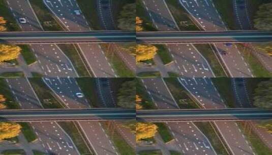 航拍特写城市无人形式的公路高清在线视频素材下载