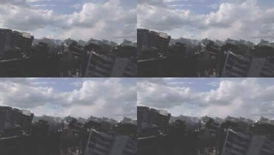地震或战争后摧毁的城市，空中高清在线视频素材下载