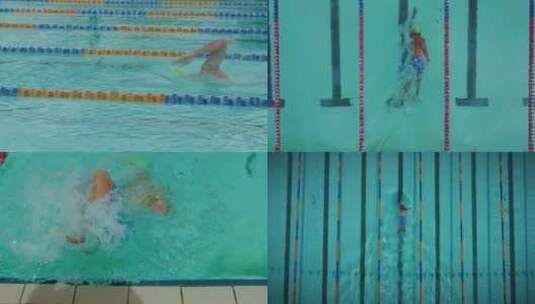 泳池游泳自由泳夏季游泳的男子旅行度假健身高清在线视频素材下载